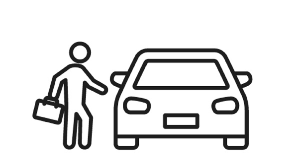 Illustrierte Grafik: Mensch steigt in Auto
